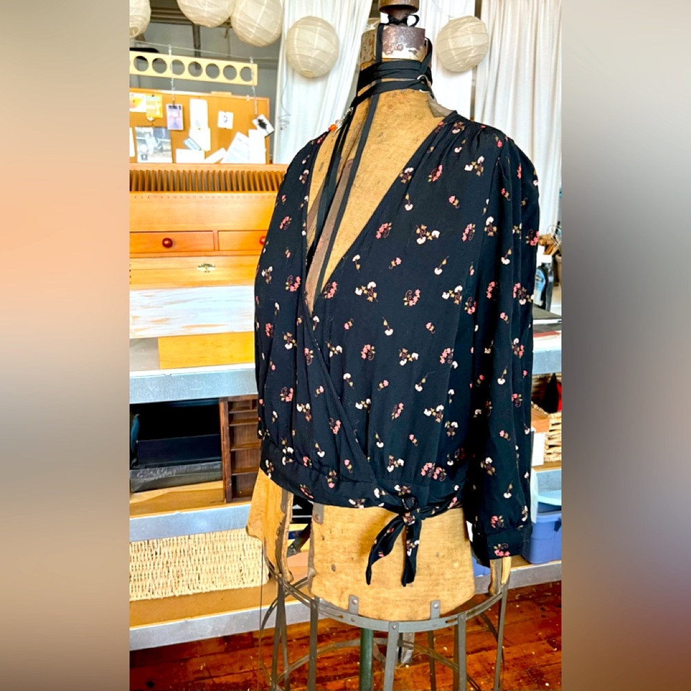 Madewell botanical print wrap blouse